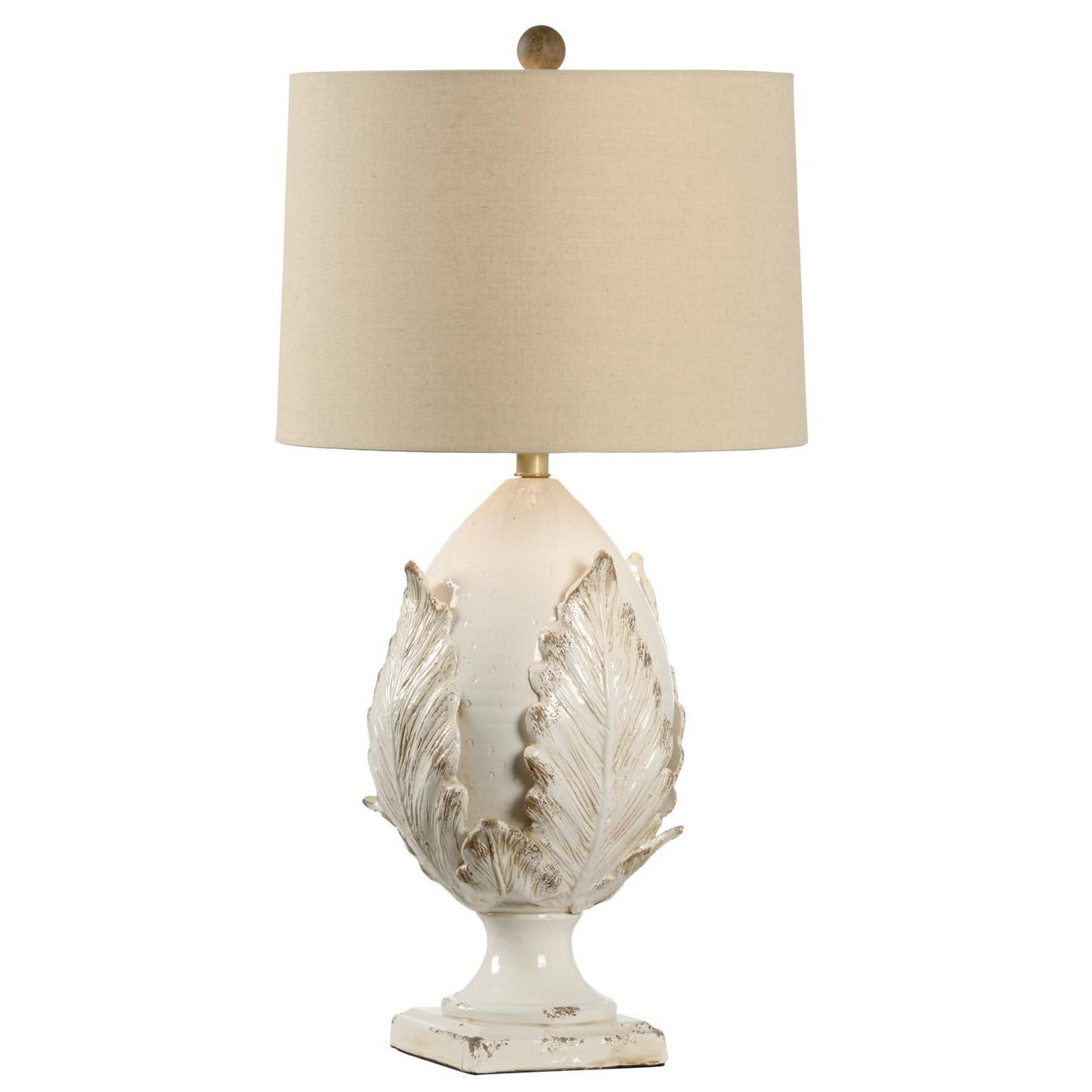 Lampe de table rétro en céramique émaillée couleur crème