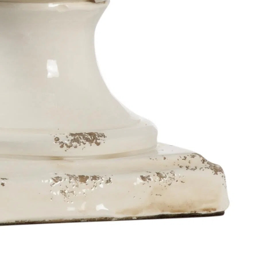 Lampe de table rétro en céramique émaillée couleur crème